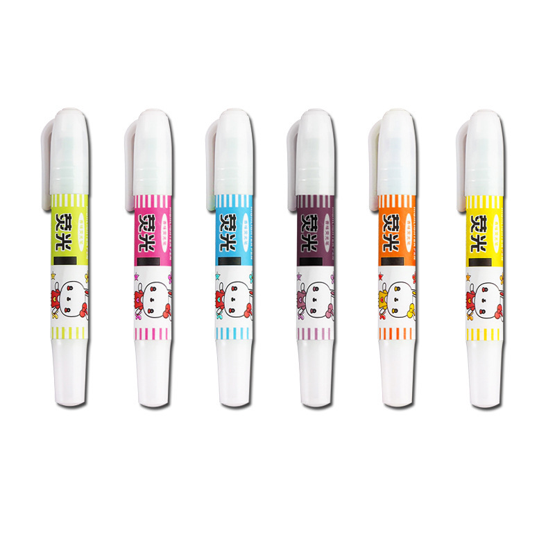 Six Colors Optional with Fragrance Large Capacity Student Mark Oblique Head Watercolor Pen Children Graffiti Painting Cartoon Fluorescent Pen