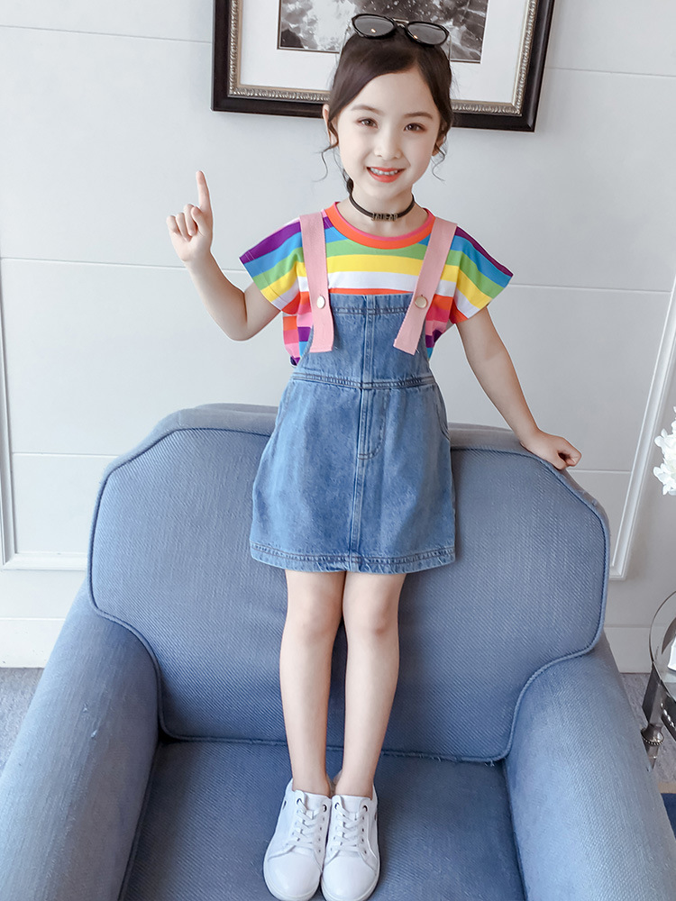 女童背带裙夏装洋气儿童连衣裙4小童5女孩6夏天7牛仔裙子童装8岁9