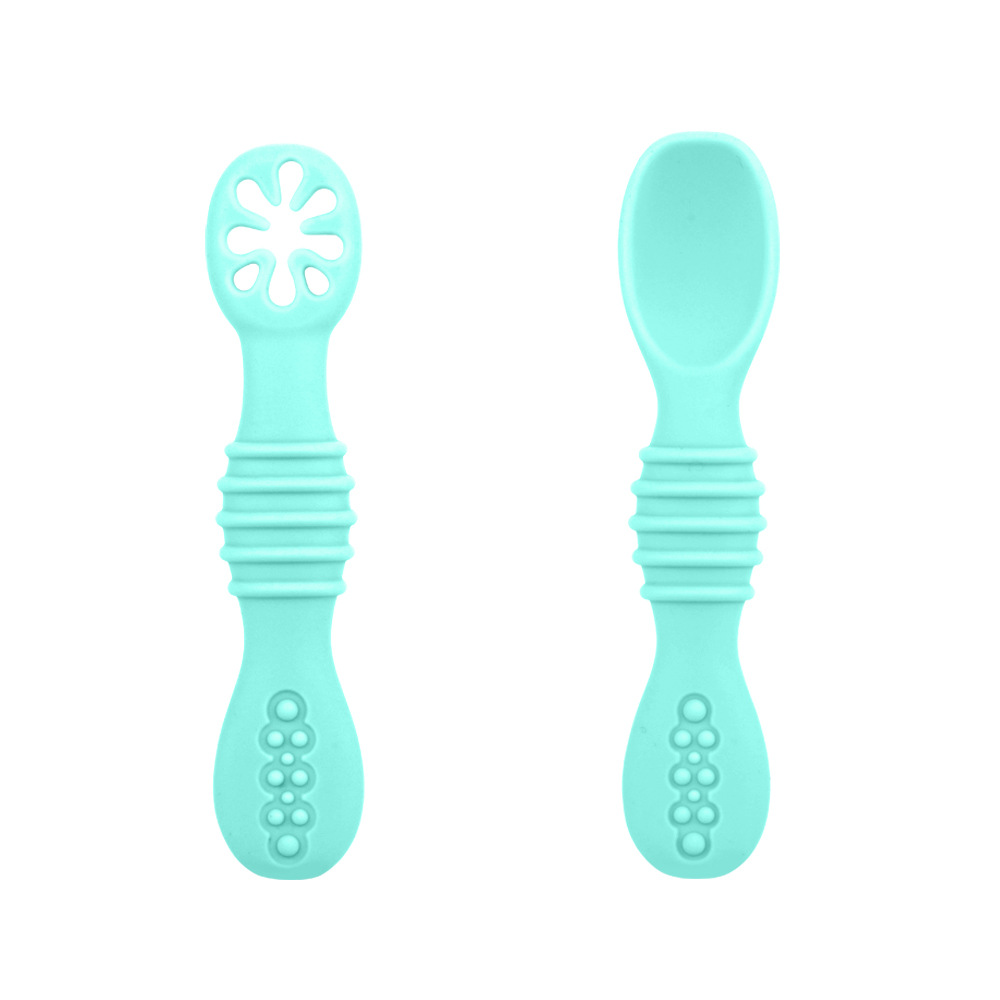 Baby Silicone Spoon Baby Licking Spoon Children's Tableware Food Grade Teether Rice Cereal Soft Head Complementary Food Snowflake Sticky Spoon