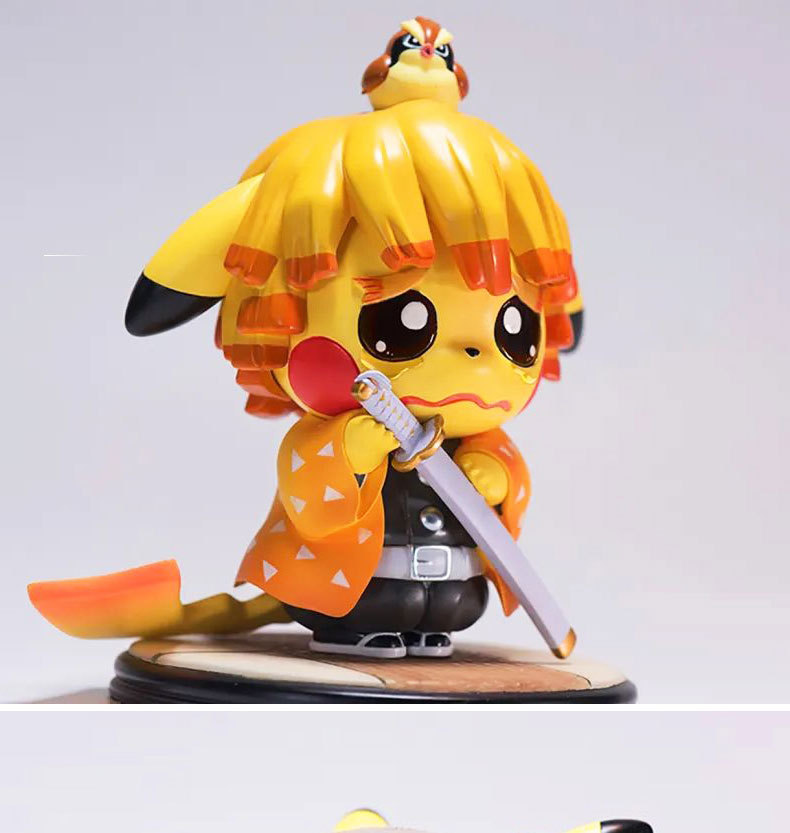 鬼灭之刃手办 皮卡丘cos祢豆子 我妻善逸 炭治郞 伊之助 玩具礼品