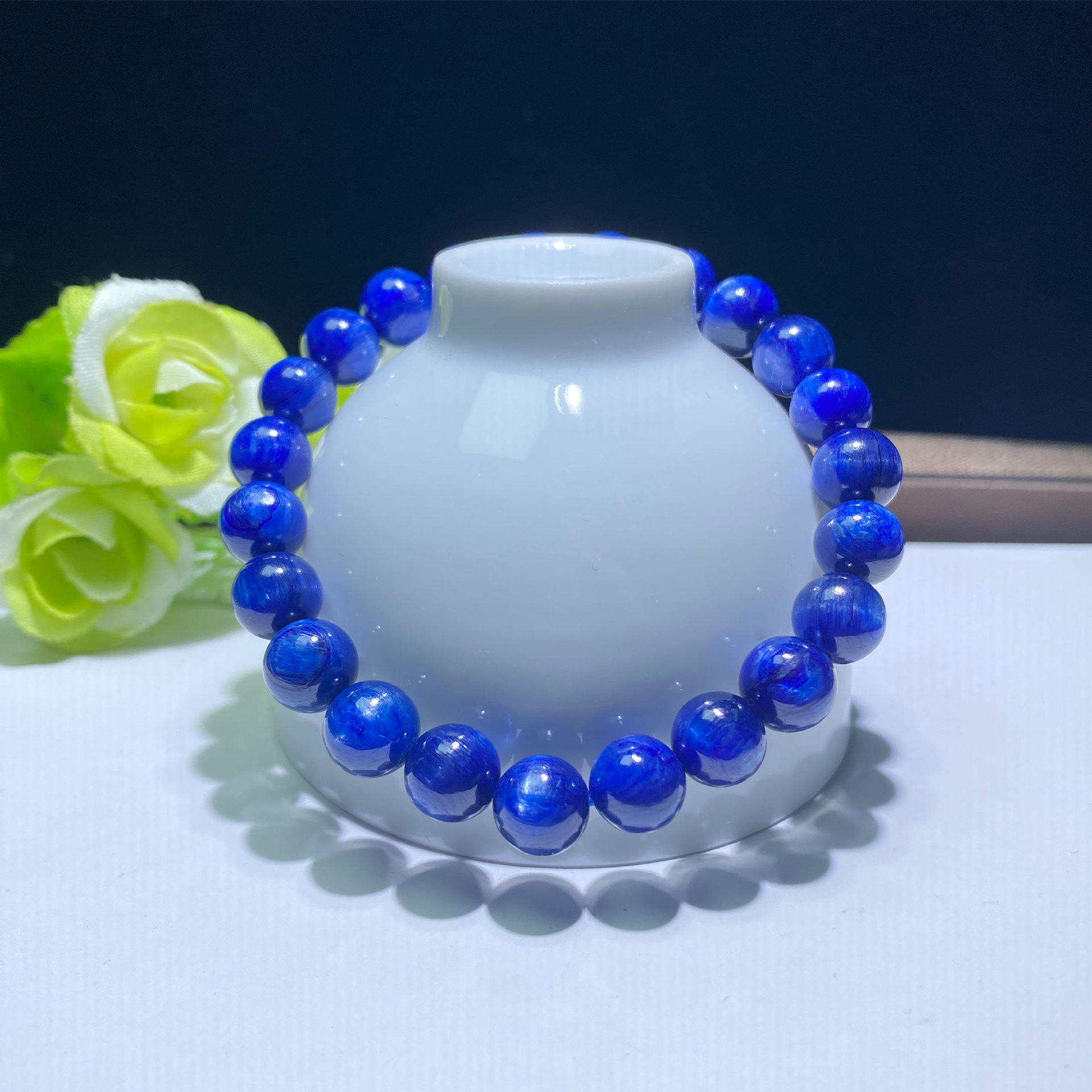 仕凡珠宝蓝晶石手链湛蓝色蓝晶手链时尚男女款蓝晶石手串厂家批发