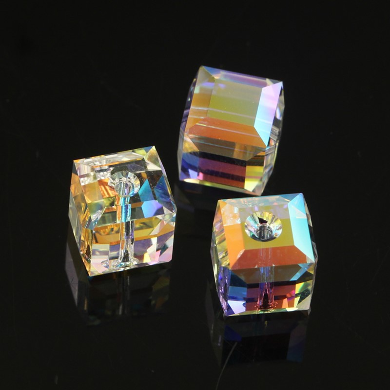 奥地利水晶5601正方形串珠方块极光方糖隔珠diy手链项链ab七彩白