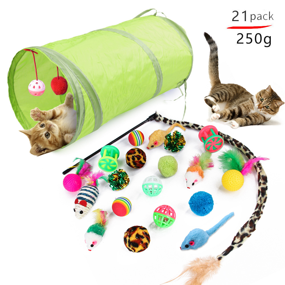 Summary Pet Cat Toy Set 21 Pieces Cat Channel Cat Teaser Plush Mouse Amazon Assembled Toys