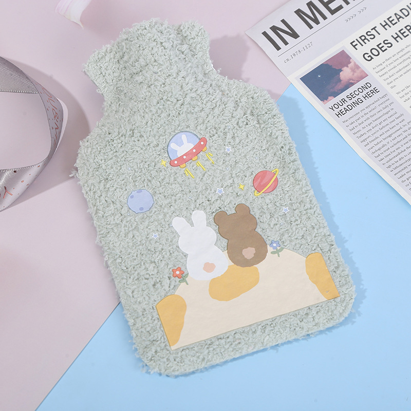 Creative Cartoon Pattern Q Version Modeling Plush Water Injection Hand Warmer Explosion-Proof High Density PVC Liner Hand Warmer Hot Water Bag