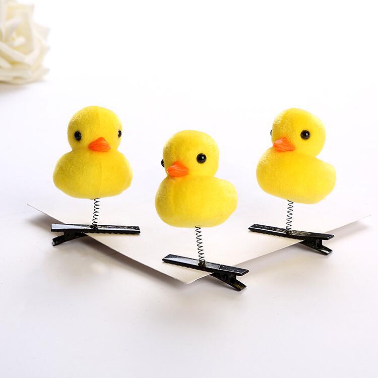 small yellow duck hair clip hairpin red love yellow chicken spring hair accessories selling cute gadget push small hairpin three-dimensional little duck