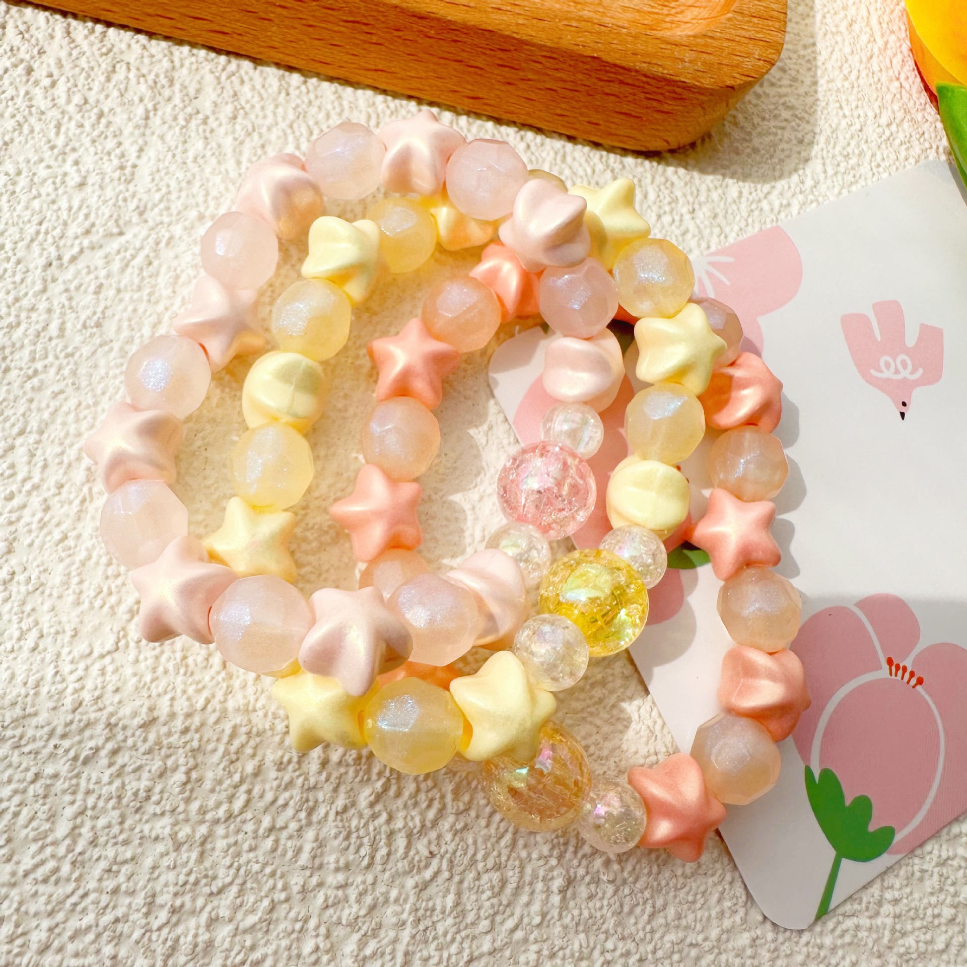 New Korean Style Double Stitching Design Bracelet Cute Sweet Personality Fresh Female Bracelet Soft Girl Student Gift for Bestie