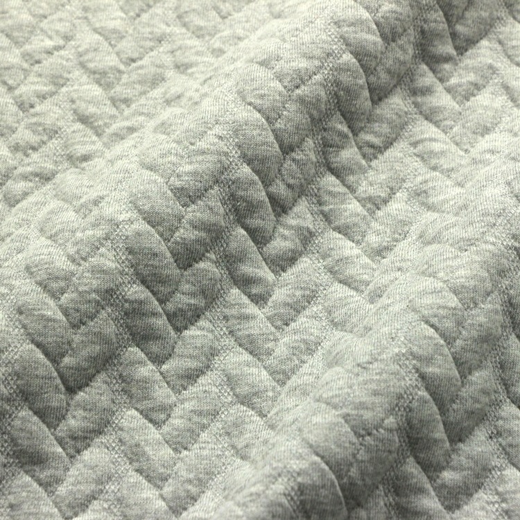 麻灰辫子提花空气层面料氨纶棉涤麻花绳子提花3d夹丝布空气层布料
