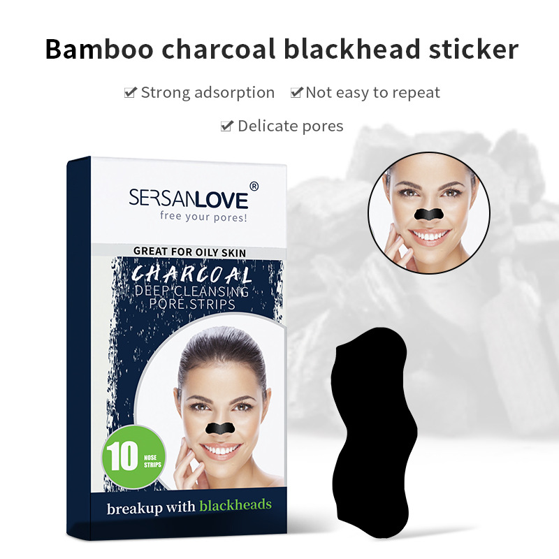 Exclusive for Cross-Border Bamboo Charcoal Nasal Sticker Blackhead Removing Dirt Grease Acne Shrink Pore Tearing Type Nasal Sticker Factory Wholesale