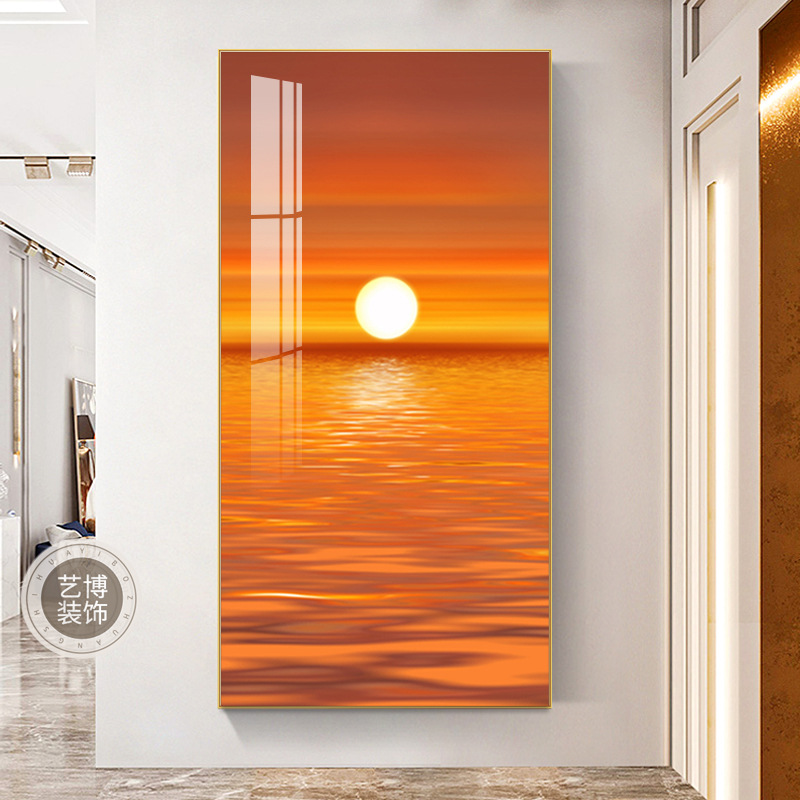 日出东方装饰画入户玄关挂画竖版红太阳走廊过道镇宅墙上风景壁画