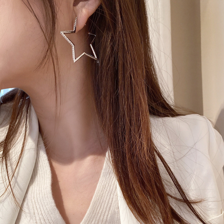 大耳环女修饰脸型韩国网红五角星夸张耳饰高级感星星耳钉生日礼物