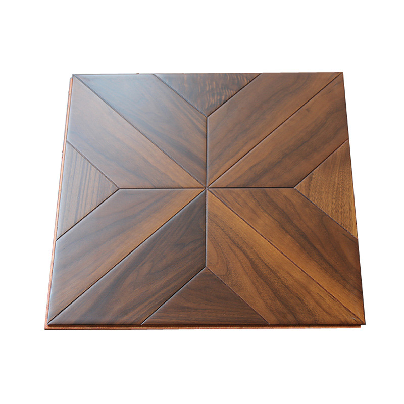 北美黑胡桃色方块拼花地板欧式多层实木多层复合背景15mm地暖专用