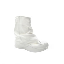 夹白色新款单靴短靴厚底夏季松糕管欧美趾小个子2023牛仔裤女凉靴