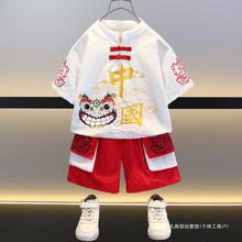 男童唐装套装夏季中国风2024新款宝宝短袖小童夏装洋气潮儿童汉汎