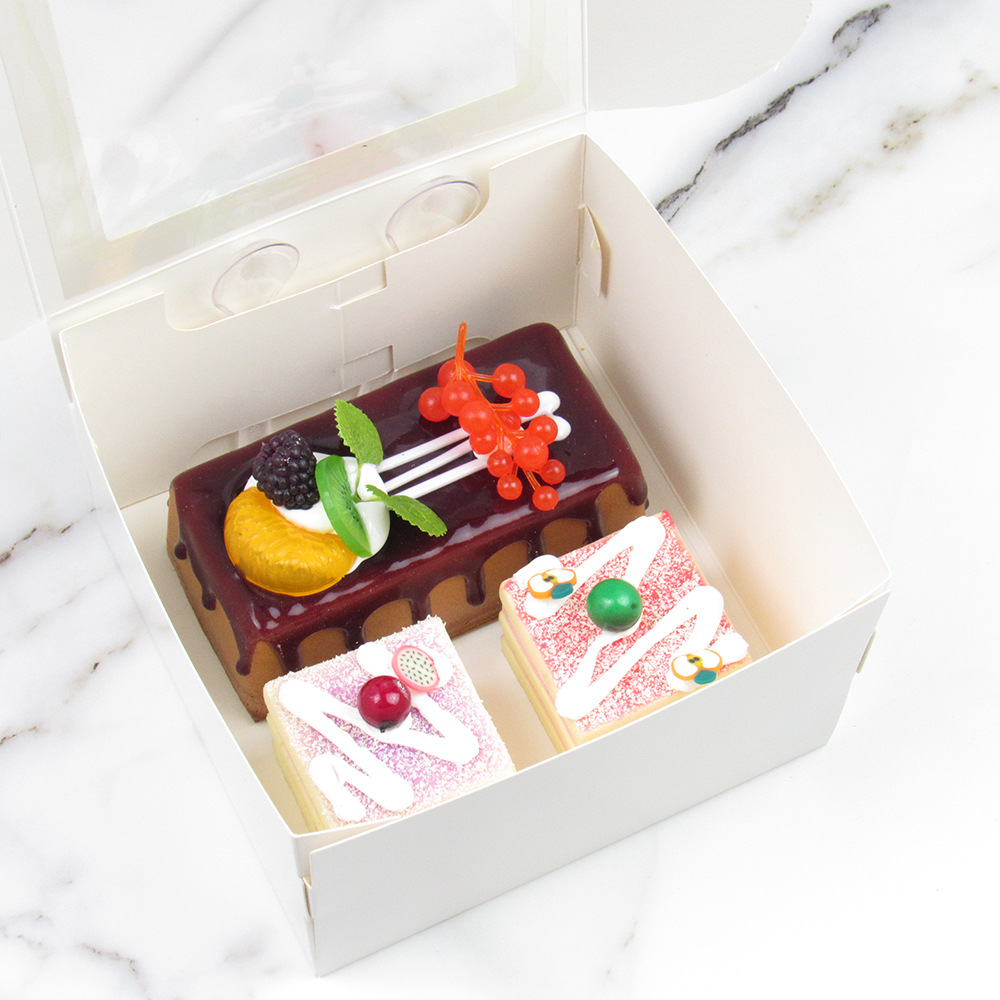 3寸4寸小蛋糕盒 白卡纸透明pvc开窗烘焙包装盒方形西点慕斯糖果盒