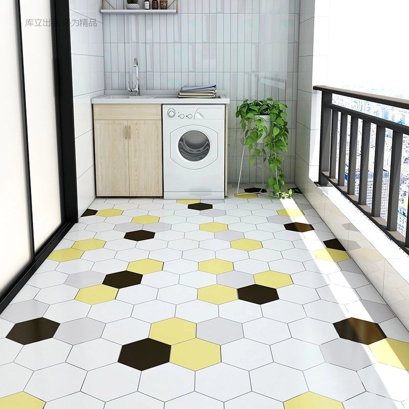 六角砖北欧小花砖灰白卫生间地砖厨房阳台墙砖菱形六边形玄关瓷砖