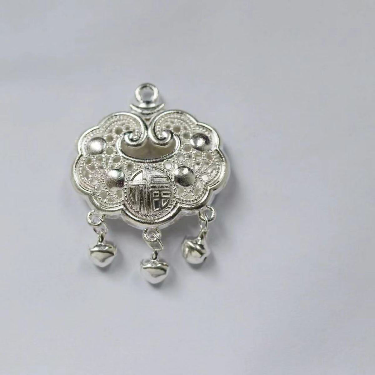 平安锁长命锁宝宝镂锁婴儿银饰福锁福字花丝直播爆款-阿里巴巴