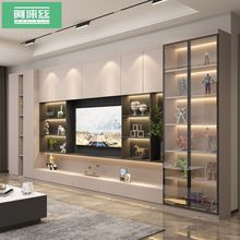 客厅现代简约高级感壁挂式收纳储物柜轻奢风电视柜茶几一体组合墙