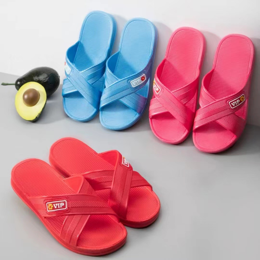 家居酒店浴室清新地摊凉拖 简约十字女士居家休闲pvc拖鞋-阿里巴巴