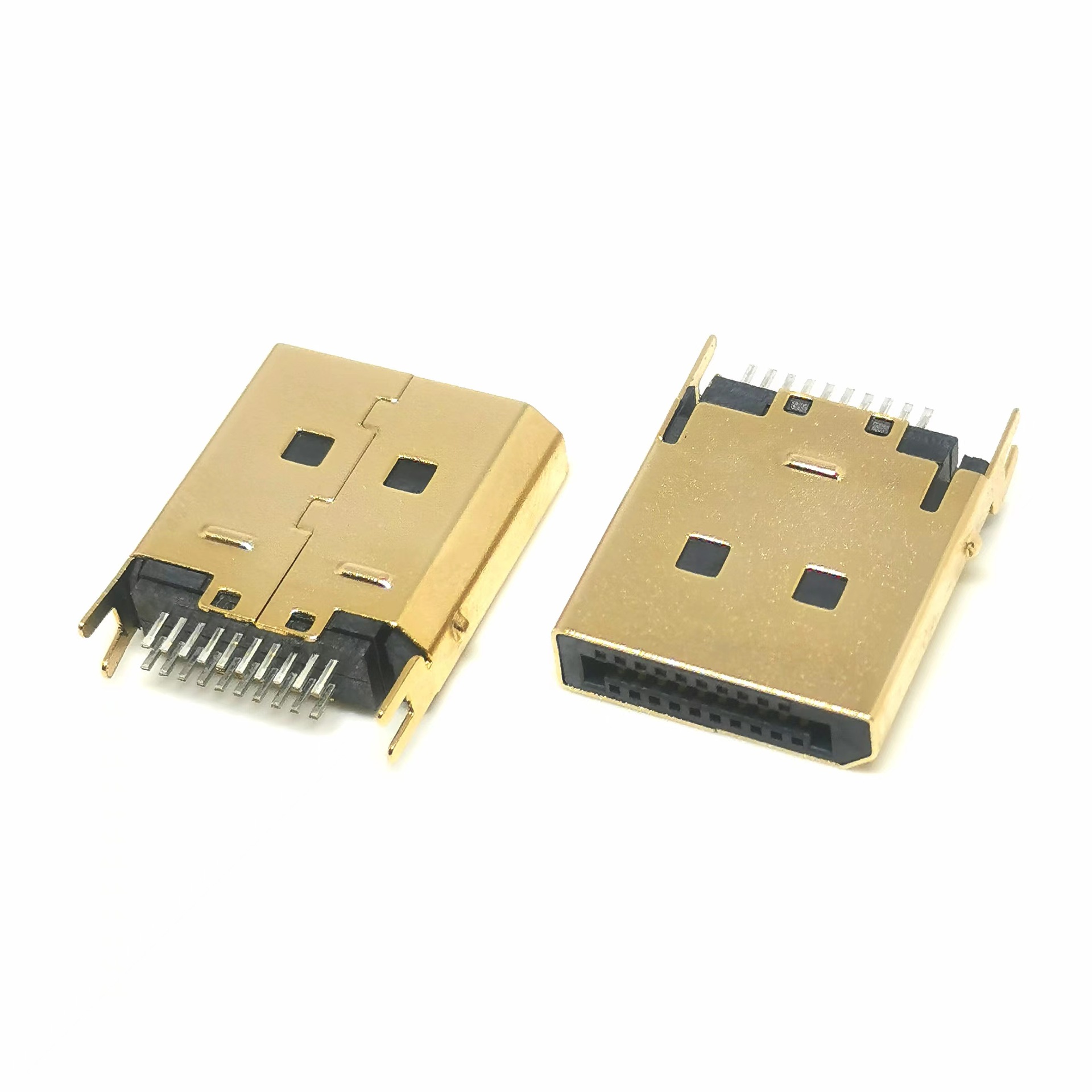 dp 20pin 夹板公头 夹板1.6mm 铁壳镀金 无卡勾 dispalyport插头
