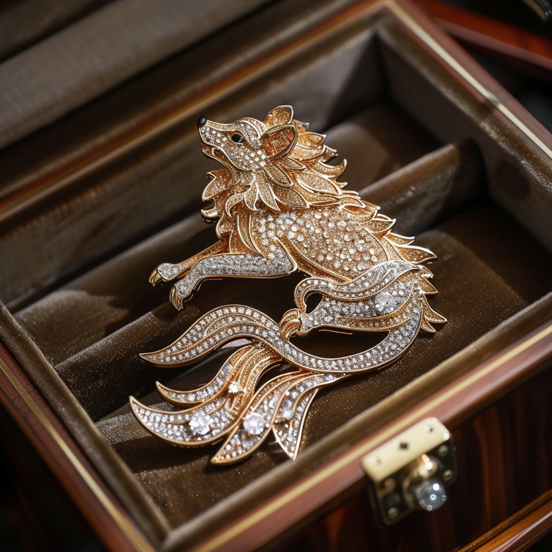 迪莉雪 欧美霸气潮动物狼胸针 高档金属徽章 外贸原单跨境亚马逊