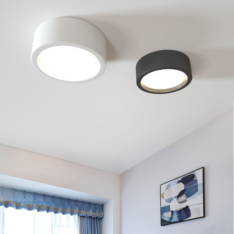 明装筒灯led天花灯圆形过道灯走廊免开孔吸顶式商用明装吊线筒灯