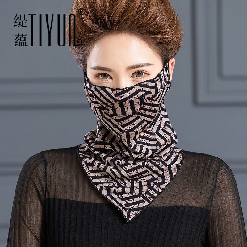 羊毛针织蒙面巾女秋冬防寒套头护脸保暖围脖不规则三角巾面罩1068