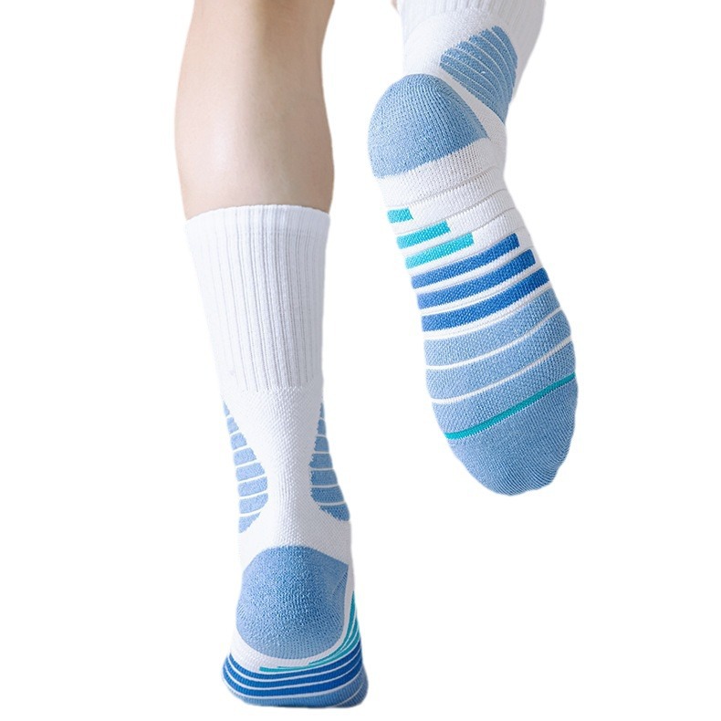 New Men's Elite Socks Pressurized Contrast Color Long Tube Basketball Socks Men's Towel Bottom Sweat-Absorbent Breathable Professional Sports Socks