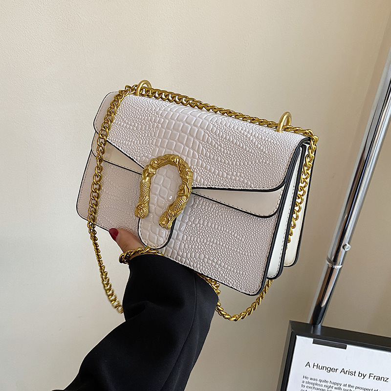 High-Grade Bag Women's Bag 2022 New Fashion All-Match Crocodile Pattern Shoulder Messenger Bag Textured Western Style Small Square Bag