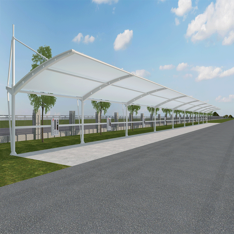 停车棚上门测量 钢膜结构车棚 拉杆张拉膜电瓶车棚遮阳棚公共雨棚