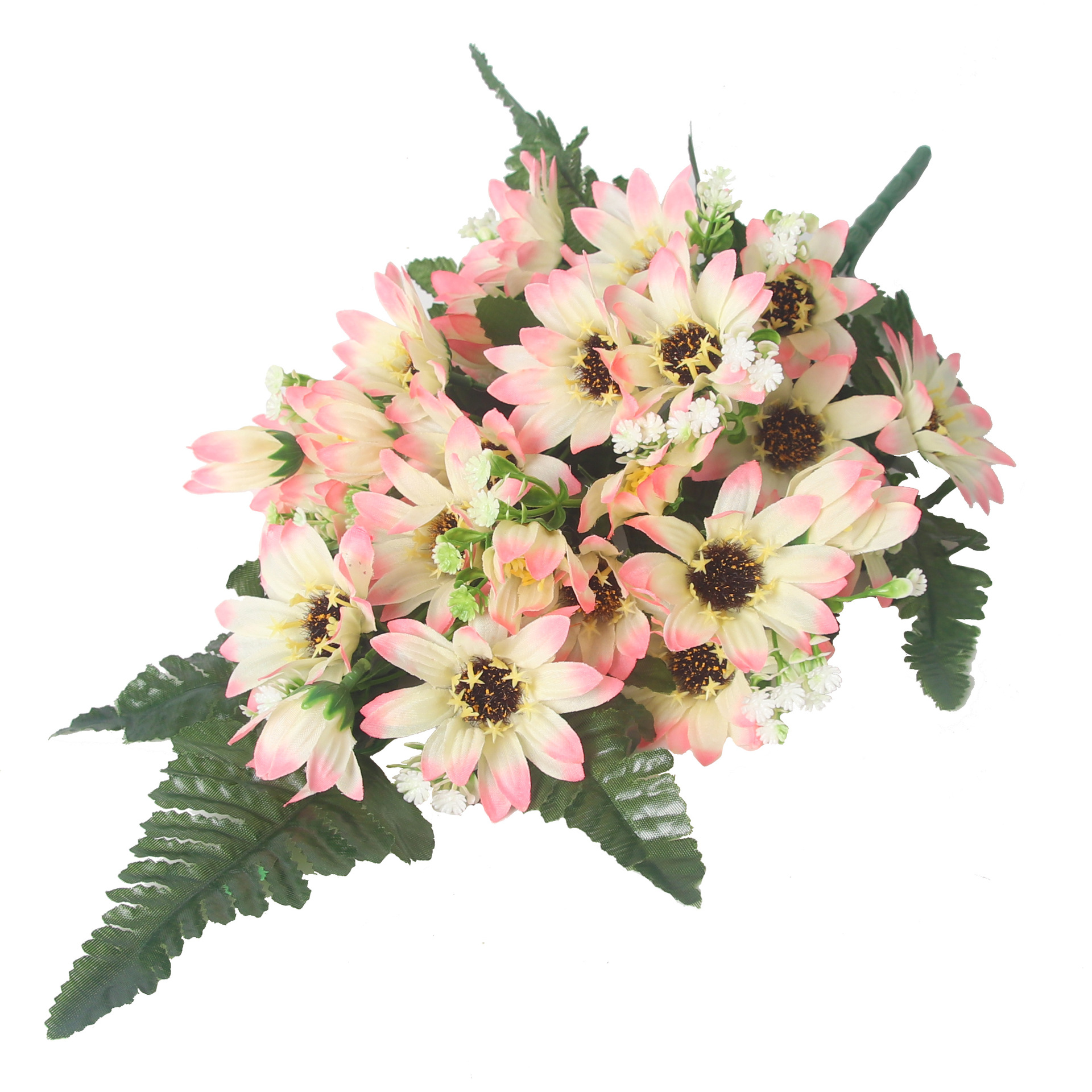 百花邦跨境货源清明节仿真9叉扇形菊花扫墓祭祀墓碑摆放装饰假花