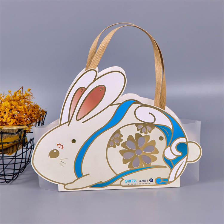 创意兔子造型手提PP袋 烫金印刷塑料礼品袋 个性节日伴手礼PVC袋