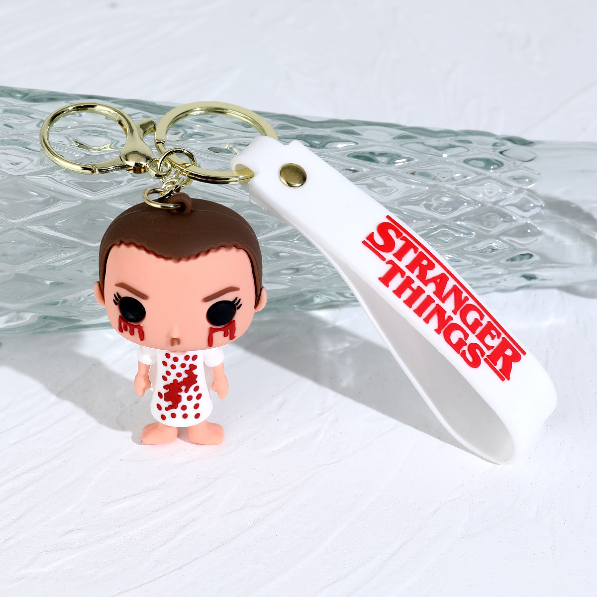 Cartoon Anime Stranger Things Silicone Doll Keychain Pendant Student Couple Bags Car Key Chain Hanging Ornament
