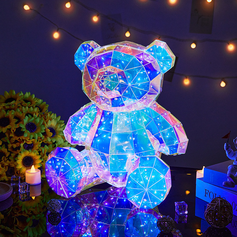 情人节礼物梦幻星光熊夜灯节日生日礼物送女友幻彩熊发光公仔摆件