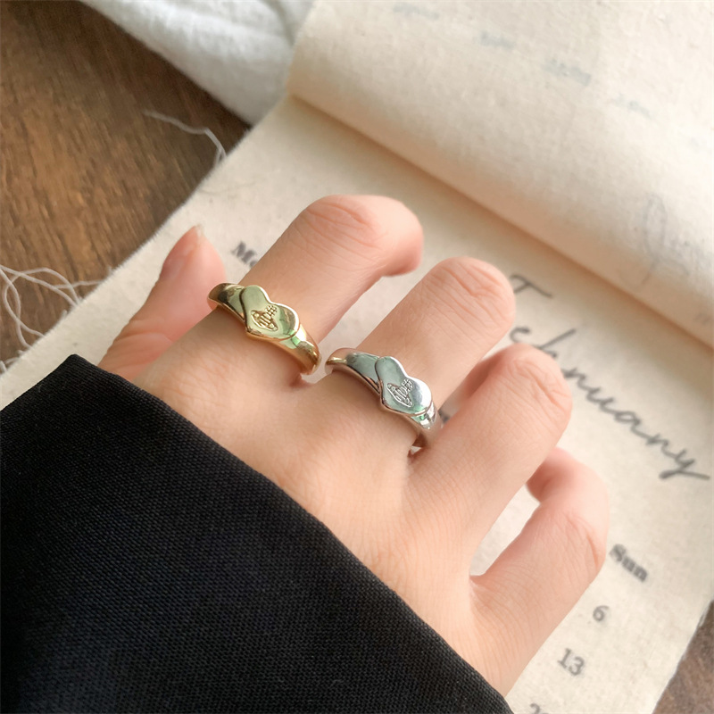 zhiyun real gold electroplating simple planet love metal cold style ornament female south korea hardware girl open ring