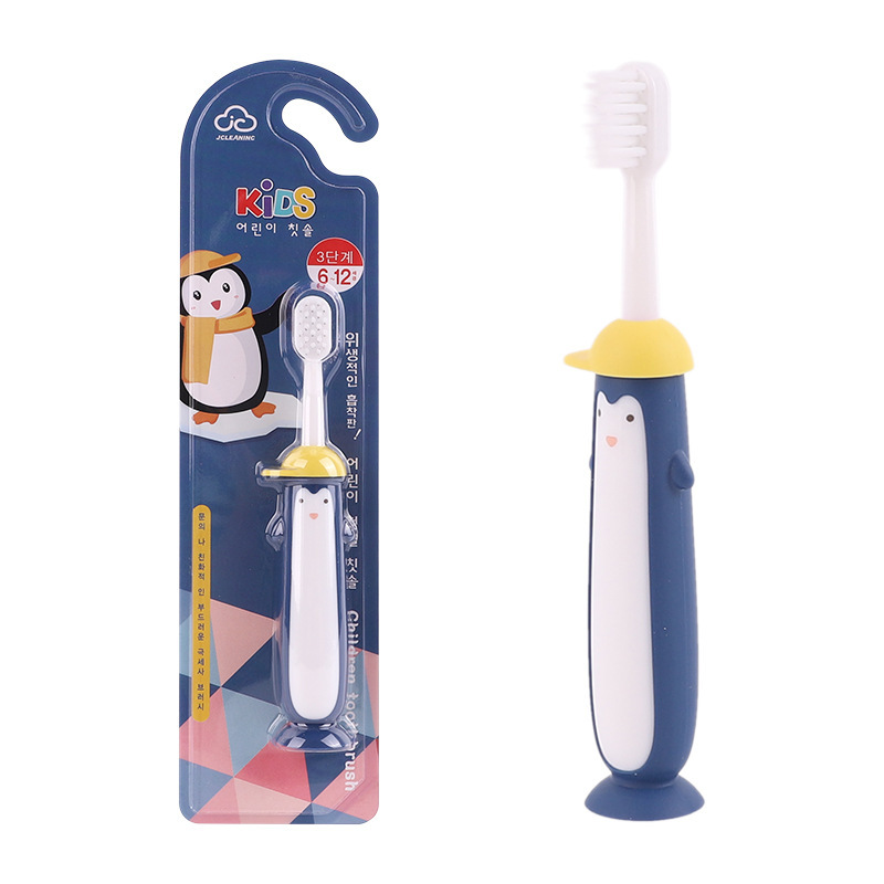 Wan Root Hair Children's Toothbrush Nipple Cleaning Creative Replacement Head Little Penguin Baby Soft Hair Single Toothbrush