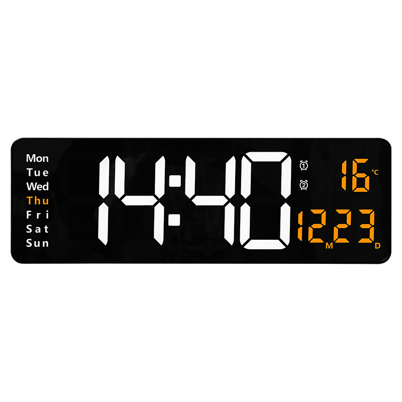 16-Inch Large Size Simple Wall Clock Living Room Clock Led Digital Belt Week Temperature Remote Control Electronic Clock 6626