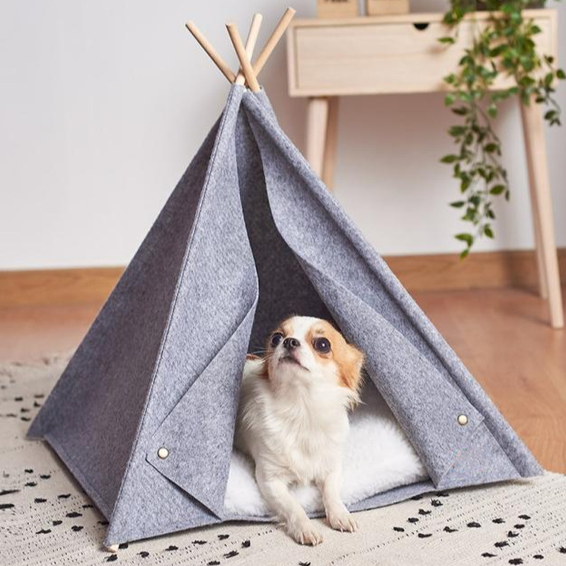 新款毛毡宠物窝 宠物用品帐篷窝 可折叠保暖毛毡狗房子