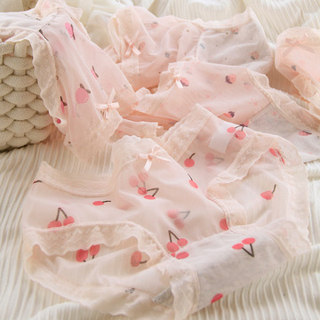 夏季蕾丝内裤女纯欲小清新日系甜美可爱性感网纱速干微透三角 a28