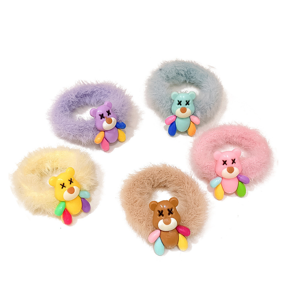 Autumn and Winter Plush Cartoon Hair Rope for Girls Cute Hair Ring Durable Not Hurt Hair Tie Hair Rubber Band Baby Hair Ring Hair Accessories