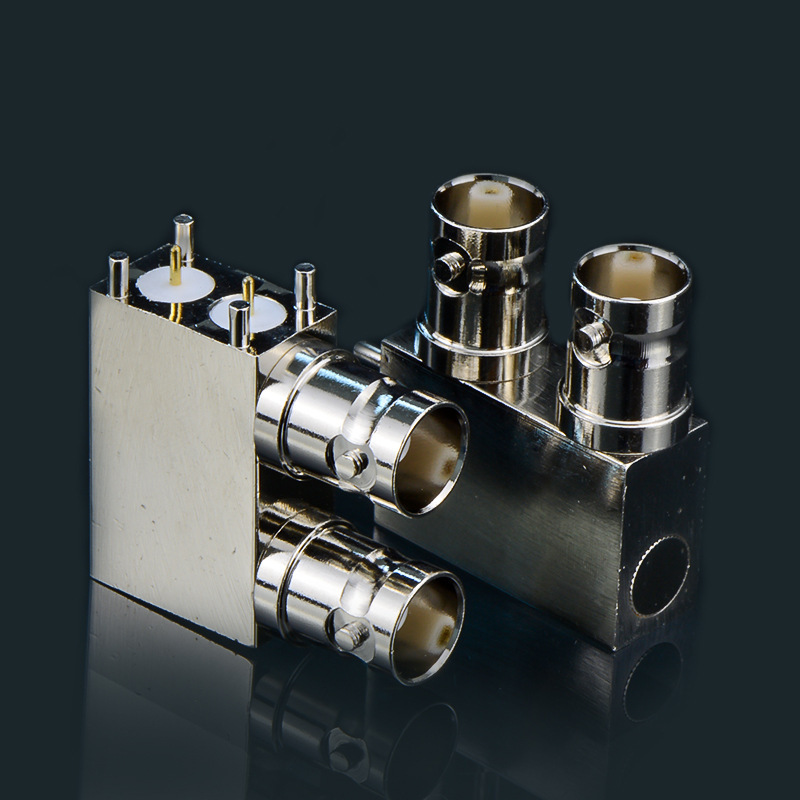 全铜双头母座pcb 焊接双层bnc座 双联bnc母头c-01-17-2 双芯