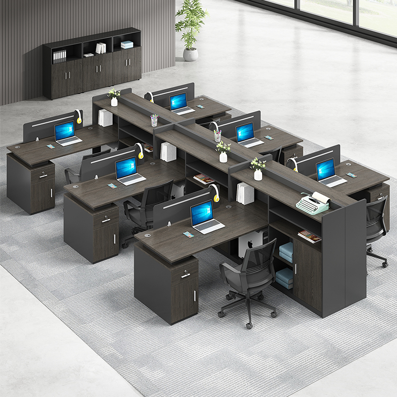 职员办公桌员工位桌卡座简约现代2/4/6人位屏风财务办公桌椅组合