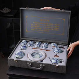 老陶泥茶具套组礼盒装陶瓷家用茶具中式复古开片三才盖碗茶壶批发