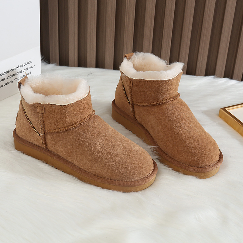 特价断码清仓ce雪地靴女真皮羊毛冬季加绒加厚防滑拉链东北棉鞋