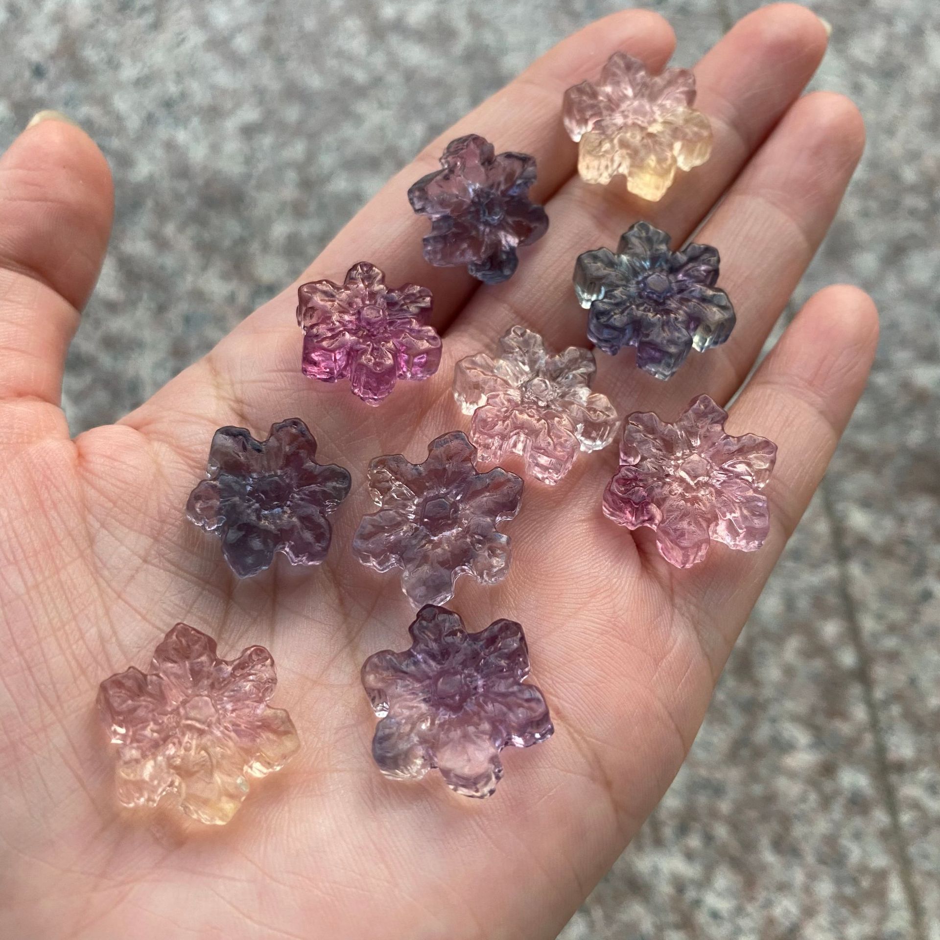 天然彩色萤石雪花吊坠项链diy小滴溜配件圣诞礼物水晶配饰饰品