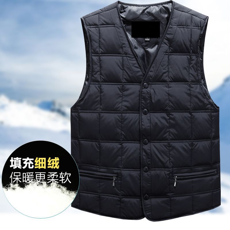 冬季马甲男士V领外穿 中老年加厚绒背心保暖内胆爸爸装上衣马夹