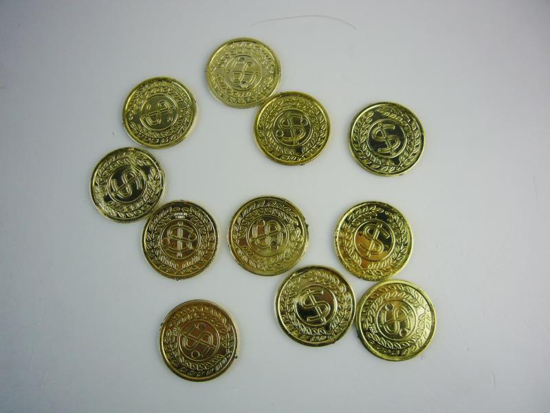 批发外贸亚马逊派对儿童电镀玩具金币 游戏用品塑料玩具钱币