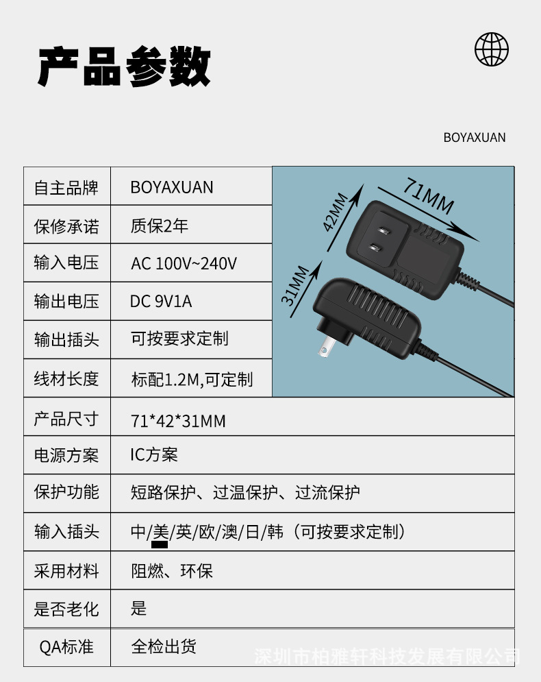 9v1000ma监控电源9v1aulfcc移动dvd充电器开关电源适配器led