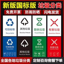 垃圾分类标识贴垃圾桶分类贴垃圾箱贴纸可回收不可回收厨余垃圾贴