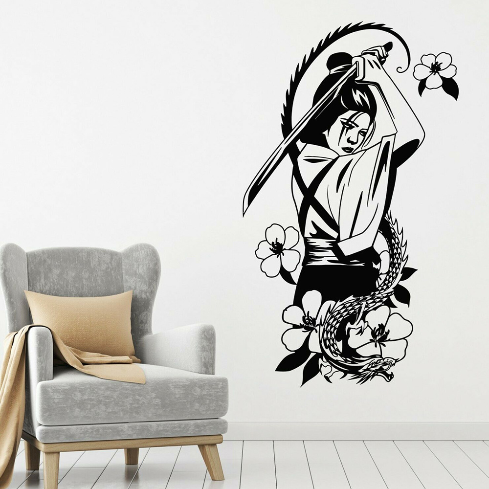 桃花女侠挥剑剪影贴花精雕镂空wall decor跨境亚马逊ebaydw13678