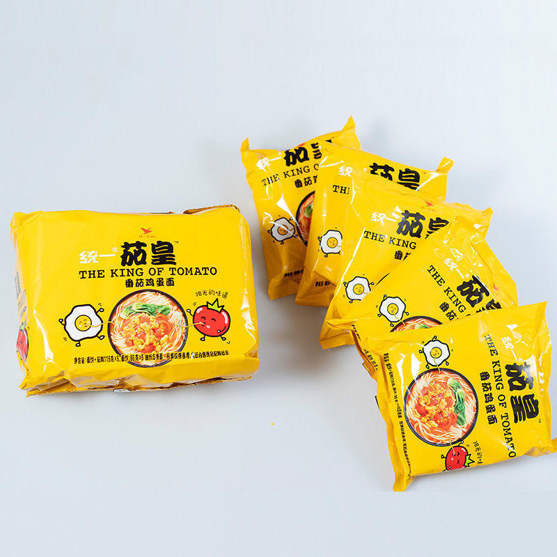 茄皇统一新疆番茄鸡蛋面方便面116g*5袋装五合一泡面速食夜宵泡面